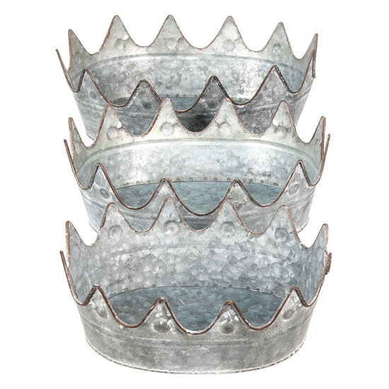 Clayre & Eef | Decoratie schaal Grijs 39x28x14 / 34x26x12 / 29x22x10 cm | 6Y4868