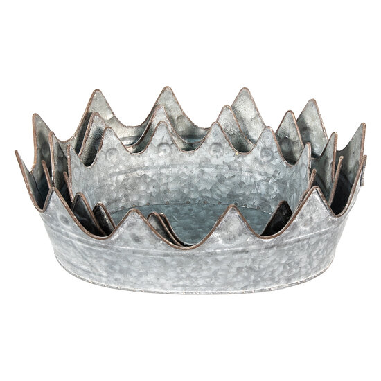 Clayre & Eef | Decoratie schaal Grijs 39x28x14 / 34x26x12 / 29x22x10 cm | 6Y4868