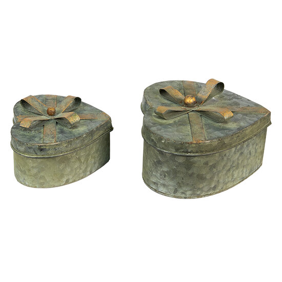 Clayre & Eef | Opbergdoos Grijs 24x22x14 / 18x16x11 cm | 6Y4870