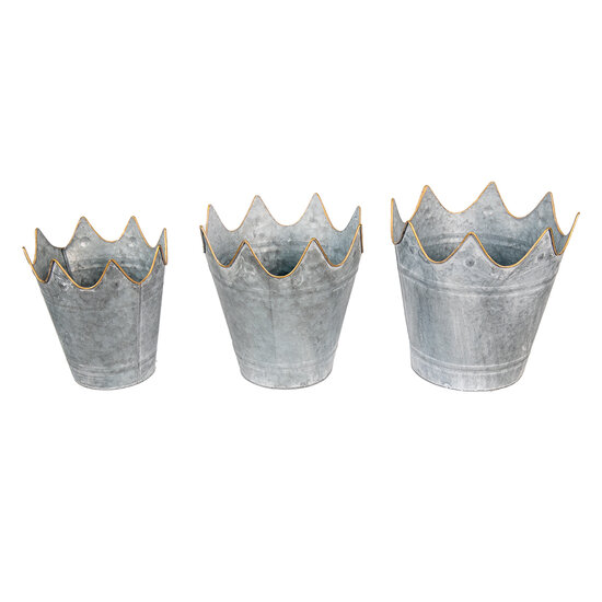 Clayre & Eef | Planthouder Grijs ø 29x29 / ø 26x27 / ø 22x24 cm | 6Y4875