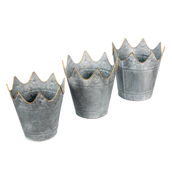 Clayre & Eef | Planthouder Grijs ø 29x29 / ø 26x27 / ø 22x24 cm | 6Y4875