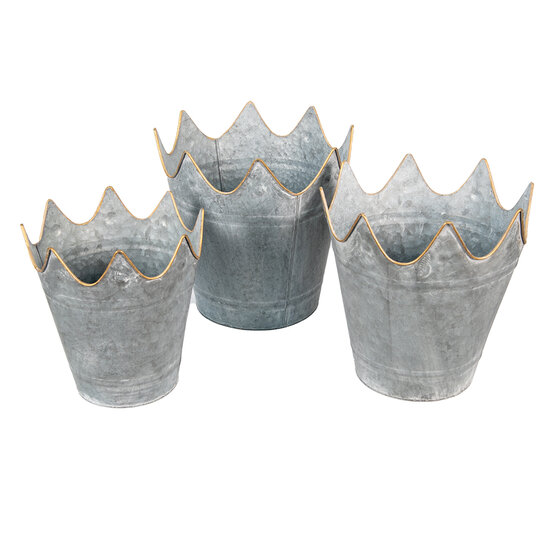 Clayre & Eef | Planthouder Grijs ø 29x29 / ø 26x27 / ø 22x24 cm | 6Y4875