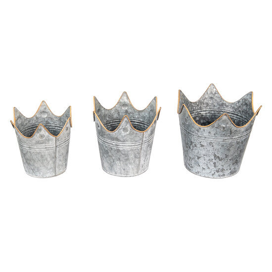 Clayre & Eef | Planthouder Grijs ø 24x22 / ø 21x19 / ø 19x17 cm | 6Y4881
