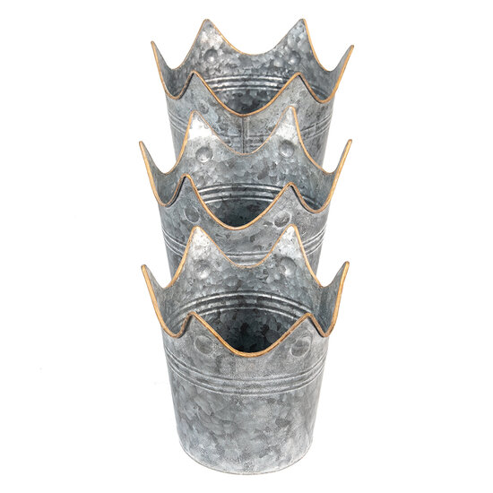 Clayre & Eef | Planthouder Grijs ø 24x22 / ø 21x19 / ø 19x17 cm | 6Y4881