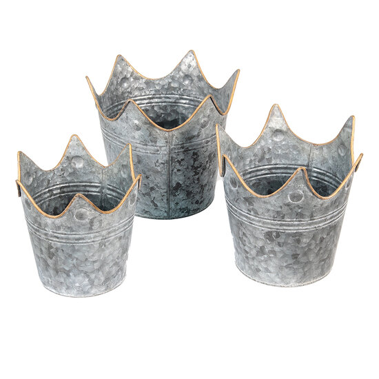 Clayre & Eef | Planthouder Grijs ø 24x22 / ø 21x19 / ø 19x17 cm | 6Y4881