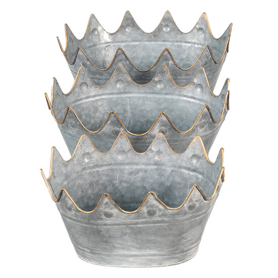 Clayre & Eef | Planthouder Grijs 40x27x19 / 34x23x18 / 29x22x16 cm | 6Y4882