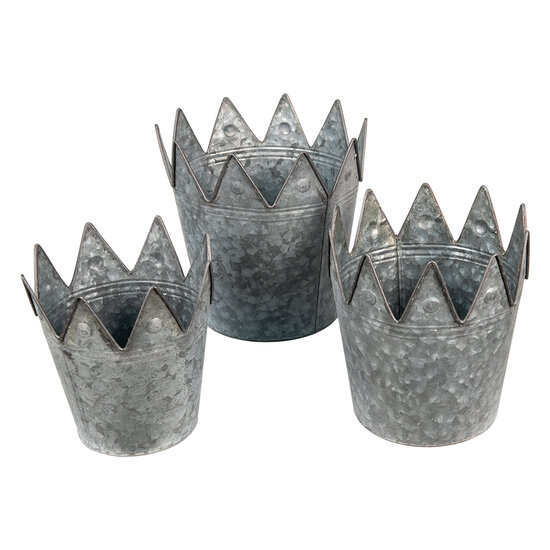 Clayre & Eef | Planthouder Grijs ø 29x27 / ø 25x24 / ø 21x20 cm | 6Y4889