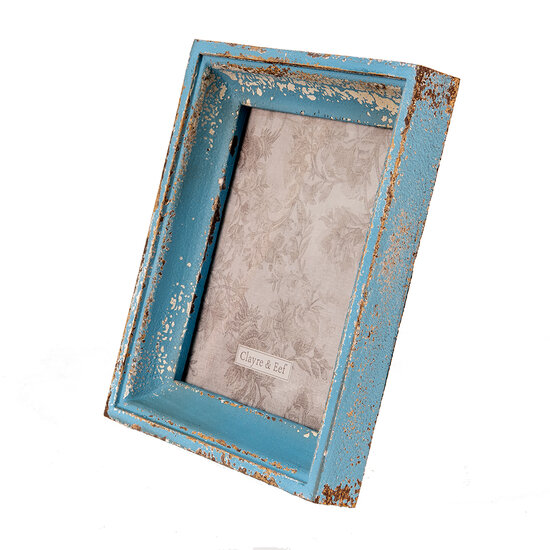 Clayre & Eef | Fotolijst Blauw, Beige 27x6x32 cm / 18x24 cm | 2F0860