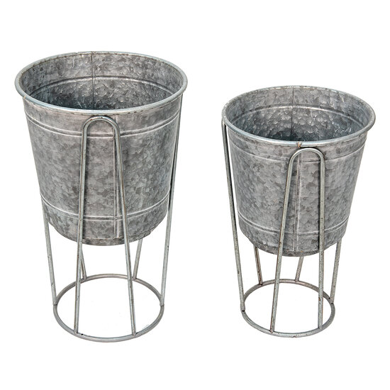 Clayre & Eef | Planthouder Grijs ø 35x31/87 / ø 31x27/76 cm | 6Y4883