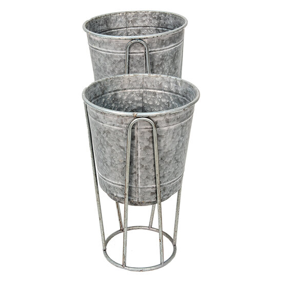 Clayre & Eef | Planthouder Grijs ø 35x31/87 / ø 31x27/76 cm | 6Y4883