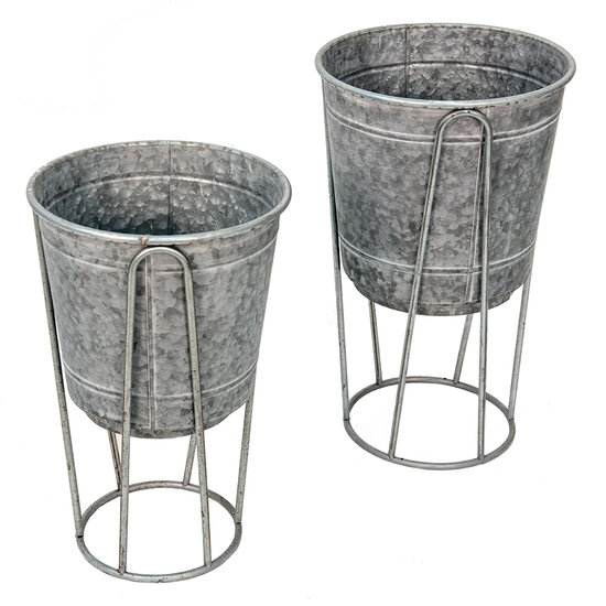 Clayre & Eef | Planthouder Grijs ø 35x31/87 / ø 31x27/76 cm | 6Y4883