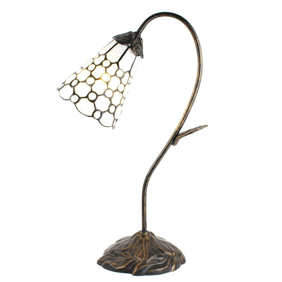 Clayre & Eef | Tiffany Tafellamp Wit Bruin 30x17x48 cm E14/max 1x25W | 5LL-6248