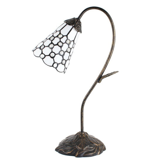 Clayre & Eef | Tiffany Tafellamp Wit Bruin 30x17x48 cm E14/max 1x25W | 5LL-6248