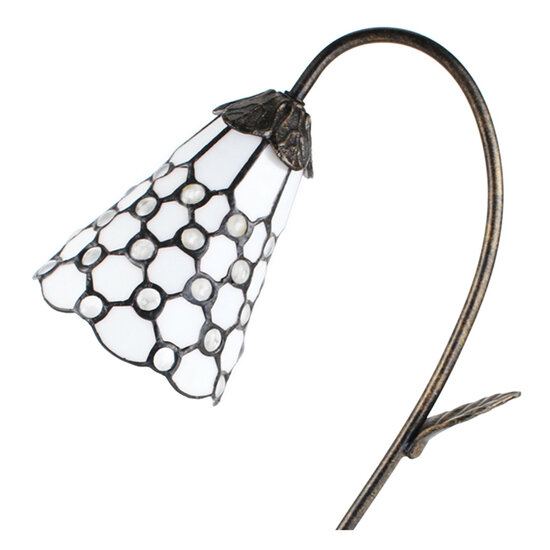 Clayre & Eef | Tiffany Tafellamp Wit Bruin 30x17x48 cm E14/max 1x25W | 5LL-6248