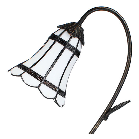 Clayre & Eef | Tiffany Tafellamp Wit Bruin 30x17x48 cm E14/max 1x25W | 5LL-6250