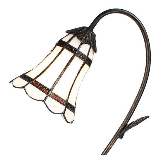 Clayre & Eef | Tiffany Tafellamp Wit Bruin 30x17x48 cm E14/max 1x25W | 5LL-6250