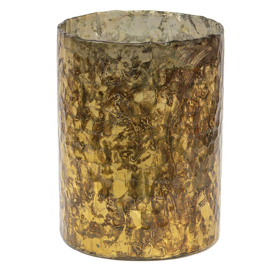Clayre & Eef | Glazen Theelichthouder Goudkleurig ø 15x20 cm | 6GL3615