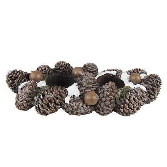 Clayre & Eef | Theelichthouder Dennenappels Bruin 27x11x6 cm | 6PR4819