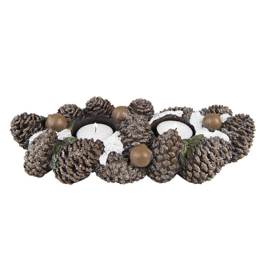 Clayre & Eef | Theelichthouder Dennenappels Bruin 27x11x6 cm | 6PR4819