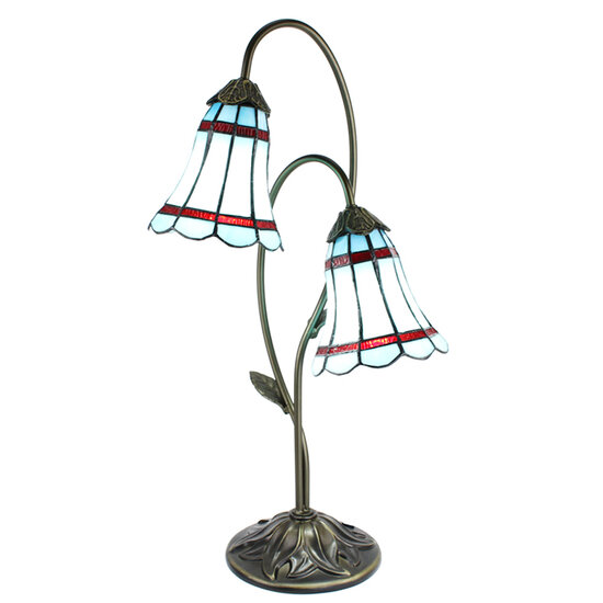 Clayre & Eef | Tiffany Tafellamp Blauw Bruin 35x18x61 cm E14/max 2x25W | 5LL-6254