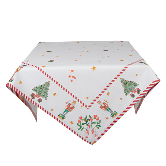 Clayre & Eef | Tafelkleed Wit Groen 100x100 cm | HLC01