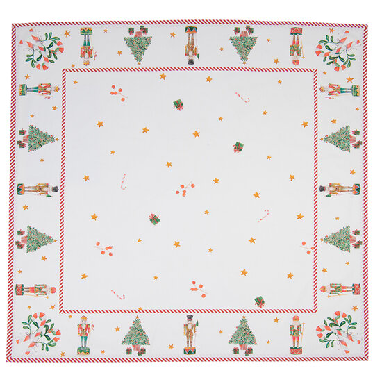 Clayre & Eef | Tafelkleed Wit Groen 100x100 cm | HLC01