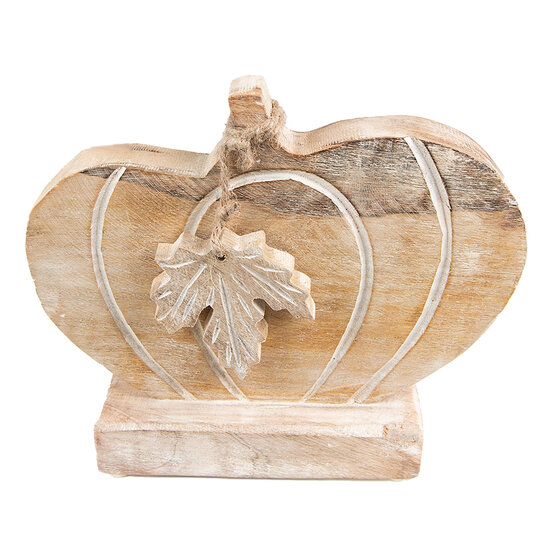 Clayre & Eef | Decoratie Pompoen Bruin, Wit 29x6x22 cm | 6H2244