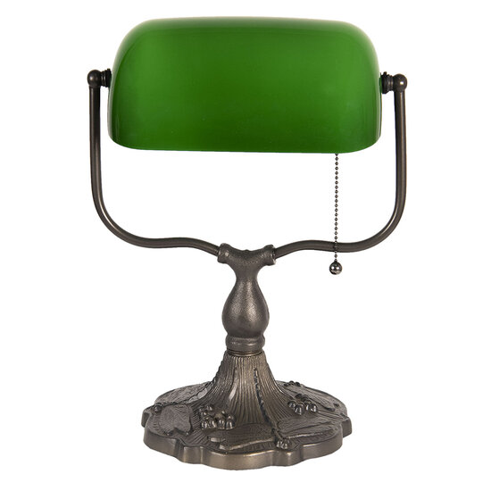 Clayre & Eef | Bureaulamp Bankierslamp Groen, Bruin 27x20x36 cm E27/max 1x60W | 5LL-1144GR