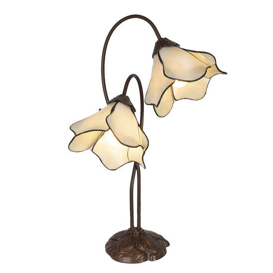 Clayre & Eef | Tiffany Tafellamp Beige 41x23x57 cm E27/max 2x40W | 5LL-6048