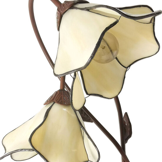 Clayre & Eef | Tiffany Tafellamp Beige 41x23x57 cm E27/max 2x40W | 5LL-6048