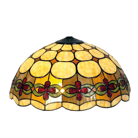 Clayre &amp; Eef   | Lampenkap Tiffany Beige, Rood &oslash; 40x23 cm | 5LL-7807