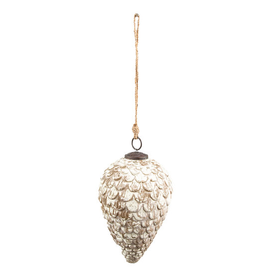 Clayre & Eef | Kerstbal Beige, Bruin 12x12x20 cm | 6GL3858