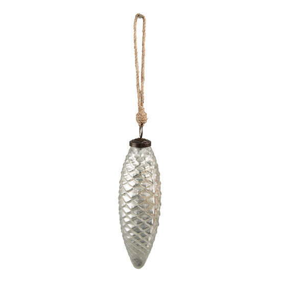 Clayre & Eef | Kerstbal XL Zilverkleurig ø 7x23 cm | 6GL3901