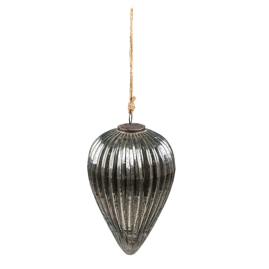 Clayre & Eef | Kerstbal XL Zilverkleurig ø 13x21 cm | 6GL3927