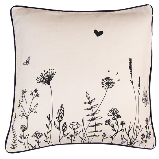Clayre & Eef | Kussenhoes Beige Zwart 40x40 cm | FAF21