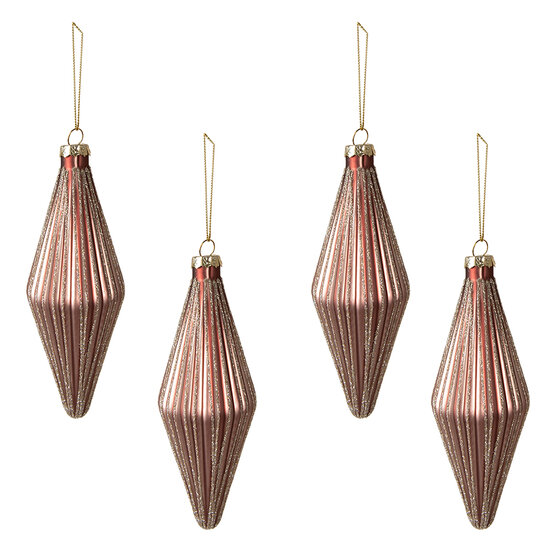 Clayre & Eef | Kerstbal Roze set 4 ø 5x14 cm | 6GL3950