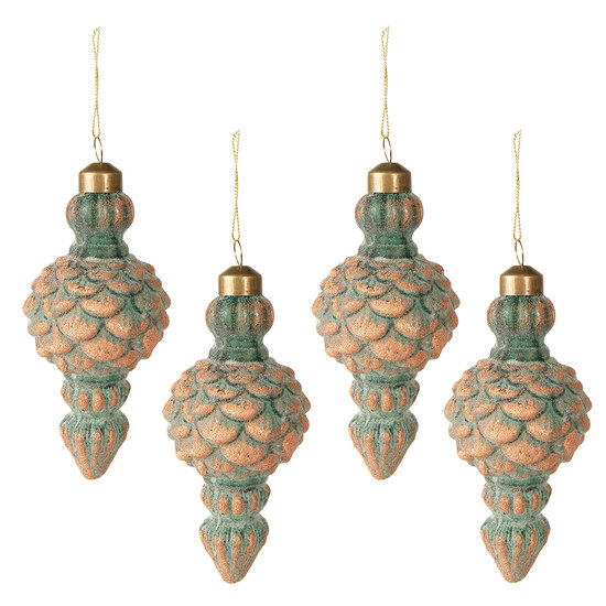 Clayre & Eef | Kerstbal Koperkleurig set 4 ø 6x14 cm | 6GL3951