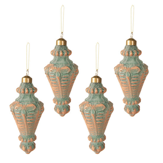 Clayre & Eef | Kerstbal Koperkleurig set 4 ø 6x14 cm | 6GL3952