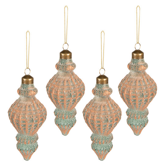 Clayre & Eef | Kerstbal Koperkleurig set 4 ø 6x14 cm | 6GL3953