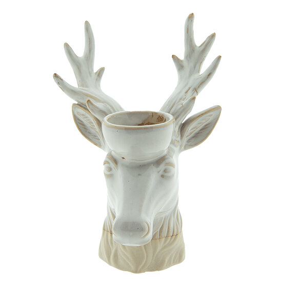 Clayre & Eef | Theelichthouder Rendier Beige, Bruin 12x11x18 cm | 6CE1496