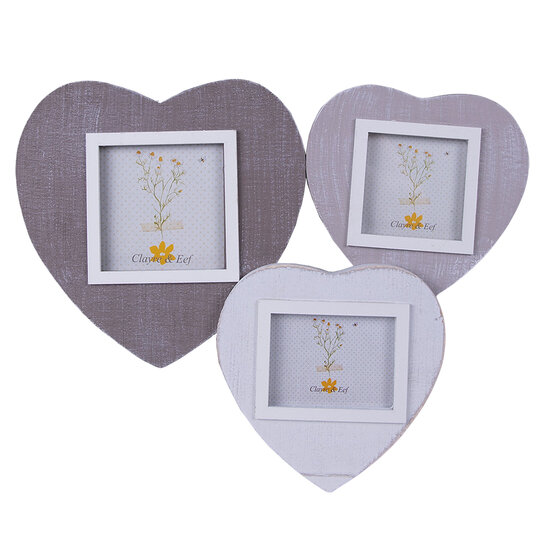 Clayre & Eef | Fotolijst Grijs, Wit 32x2x25 cm / 7x7 / 6x9 / 9x9 cm | 2F0968