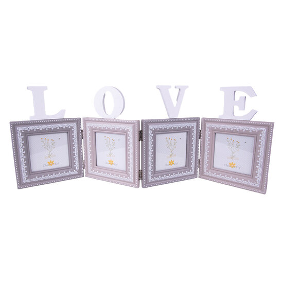 Clayre & Eef | Fotolijst Grijs, Wit 65x1x23 cm / 10x10 cm (4) | 2F0969