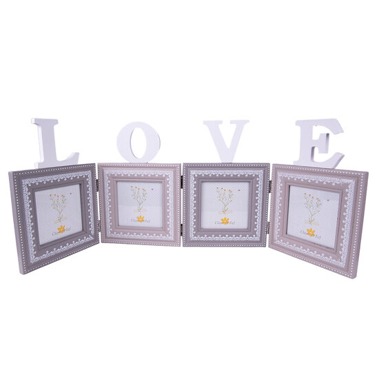 Clayre & Eef | Fotolijst Grijs, Wit 65x1x23 cm / 10x10 cm (4) | 2F0969