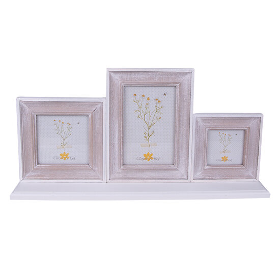 Clayre & Eef | Fotolijst hout Bruin Wit 43x6x21 cm / 7x7 / 10x10 / 10x15 cm | 2F0970