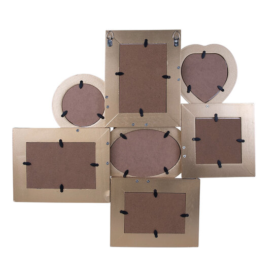 Clayre & Eef | Fotolijst Goudkleurig 52x2x47 cm /10x10(2)/10x15/15x10(2)/9x13/ø9 cm | 2F0978