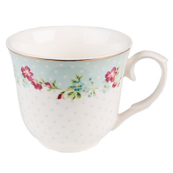 Clayre & Eef | Kop en schotel Wit 13x10x7 / ø 15x2 cm / 250 ml | 6CEKS0128