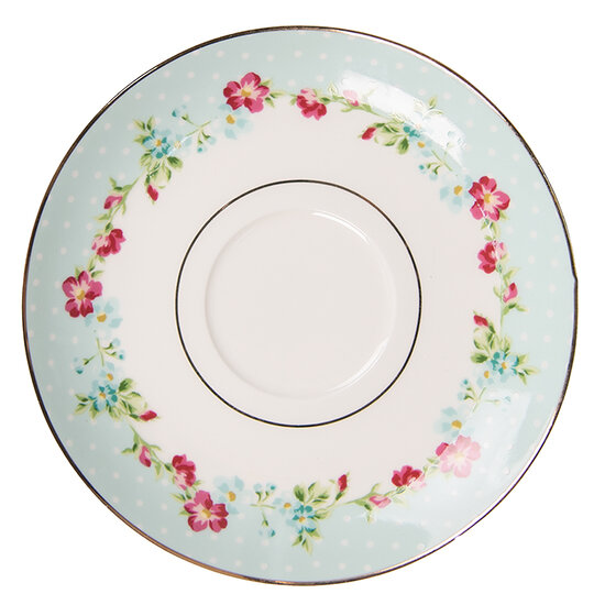 Clayre & Eef | Kop en schotel Wit 13x10x7 / ø 15x2 cm / 250 ml | 6CEKS0128