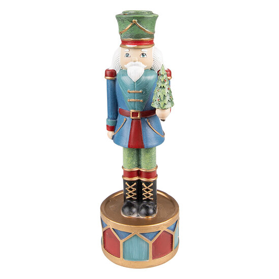 Clayre & Eef | Kandelaar Notenkraker Blauw Groen ø 8x24 cm | 6PR3777