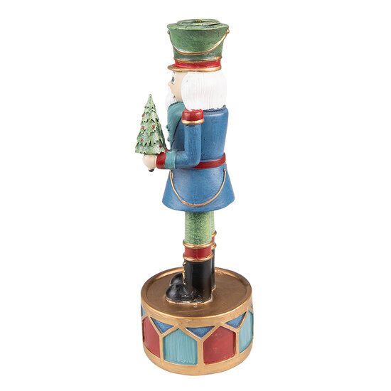 Clayre & Eef | Kandelaar Notenkraker Blauw Groen ø 8x24 cm | 6PR3777
