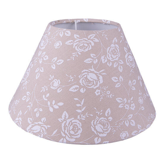 Clayre & Eef | Lampenkap Beige, Wit ø 23x15 cm / E27 | 6LAK0535M